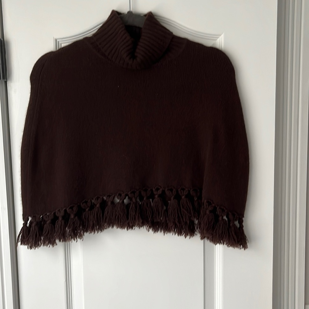 Chocolate brown cashmere poncho